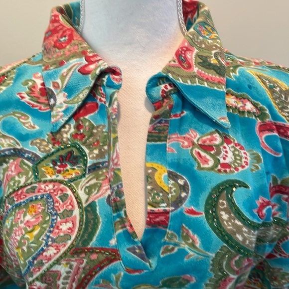 Chaudry KC Sequined Colorful L/S Top. Large - Picture 4 of 9